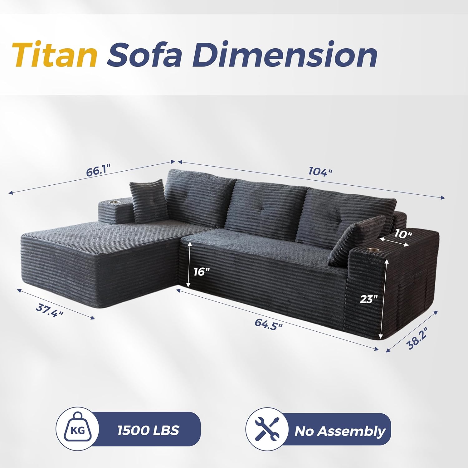 NestSofa Pro “The L-shaped sofa that fits your space: no assembly, no tools, no hassle.”