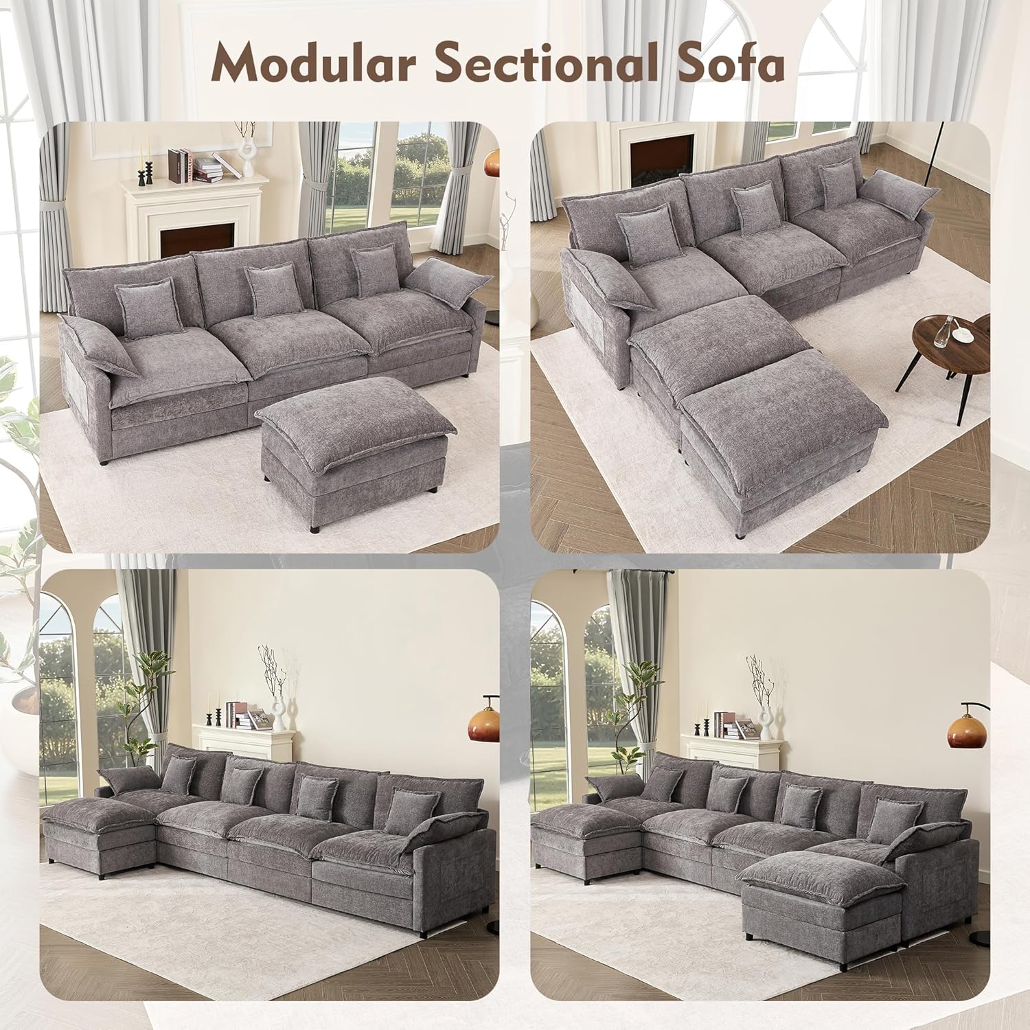 Cloud Modular — Chenille, Deep Seat, 5-Seater, 108"