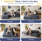 NestSofa Pro “The L-shaped sofa that fits your space: no assembly, no tools, no hassle.”