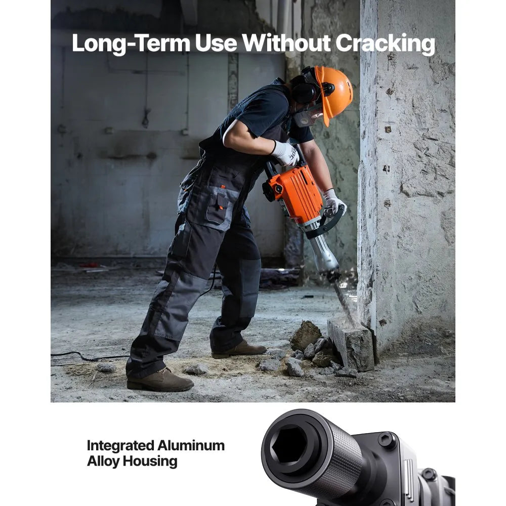Electric Demolition 2200W — Breaks Concrete, Stone and Brick with 4 Chisels Included