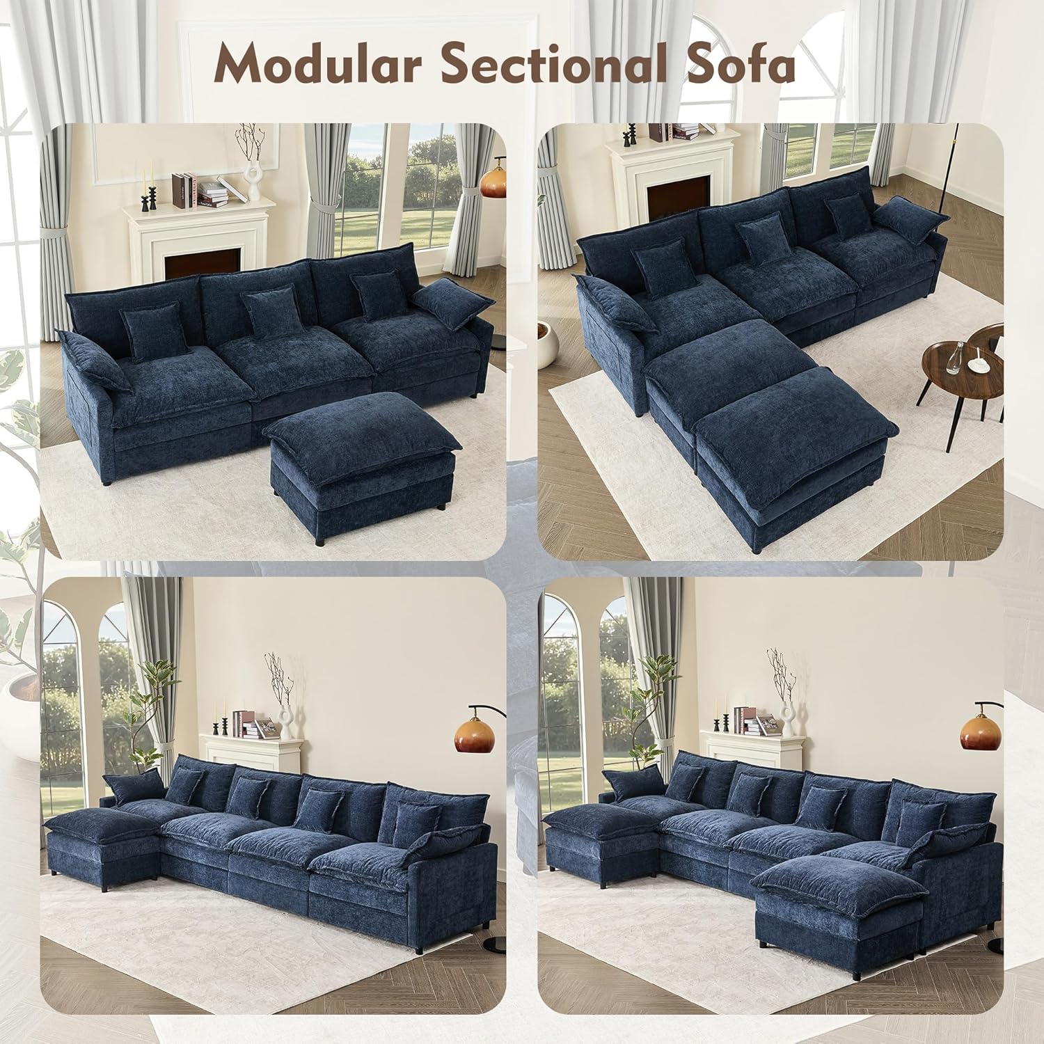 Cloud Modular — Chenille, Deep Seat, 5-Seater, 108"
