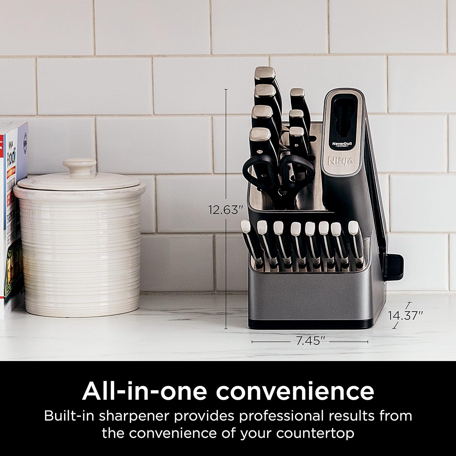 NeverDull Pro — "Professional sharpness in your kitchen. Effortless. No excuses."
