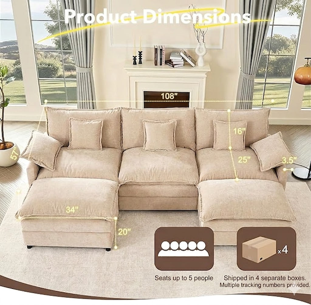 Cloud Modular — Chenille, Deep Seat, 5-Seater, 108"