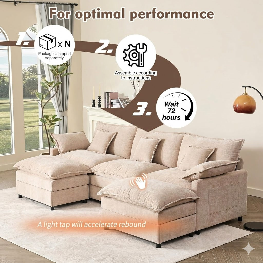 Cloud Modular — Chenille, Deep Seat, 5-Seater, 108"