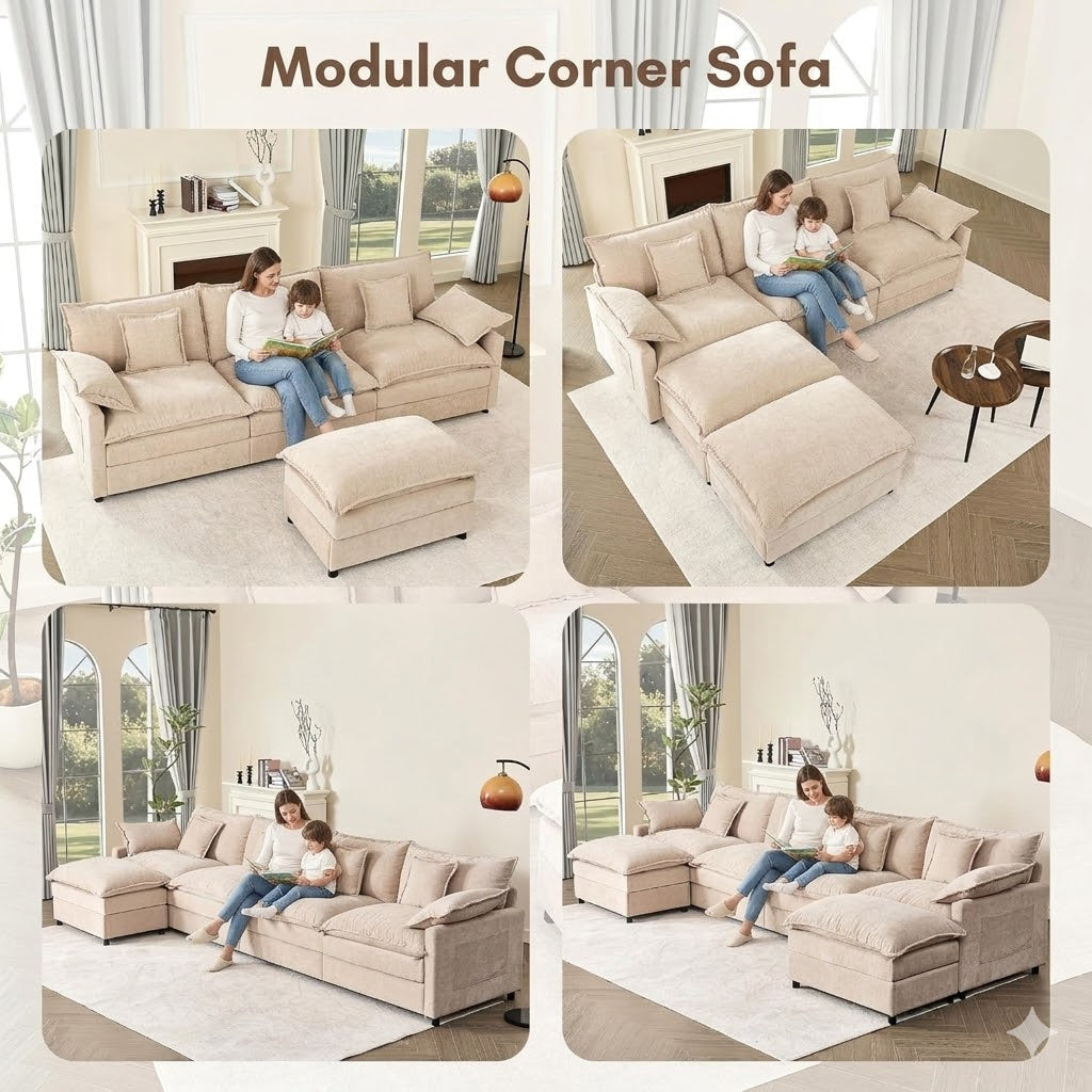 Cloud Modular — Chenille, Deep Seat, 5-Seater, 108"